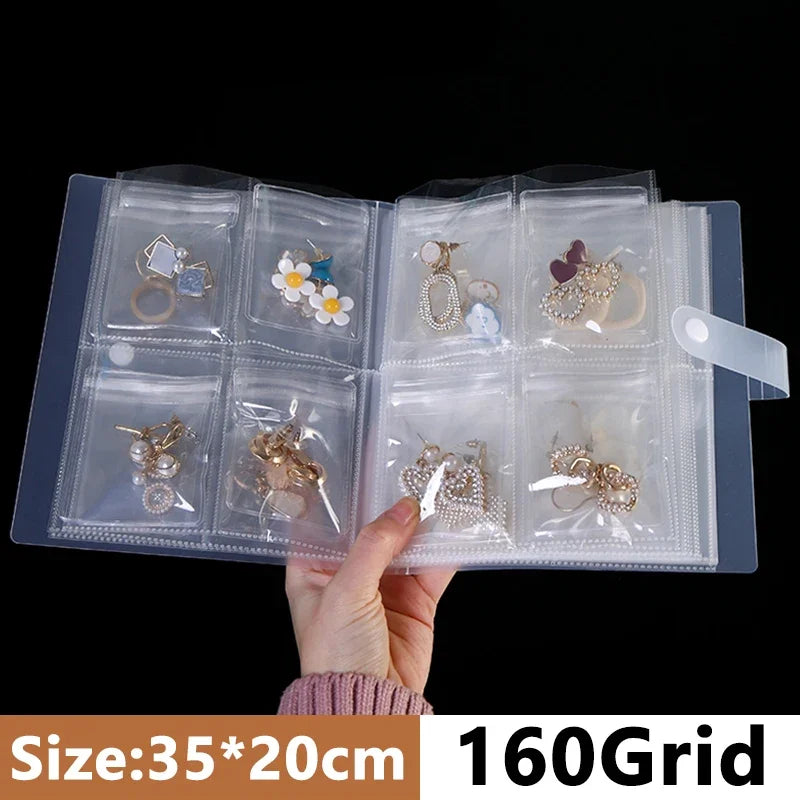 Anti-oxidation Jewelry Storage Albums Desktop Drawer Organizer BoxesTransparent Necklace Bracelet Ring Book Holder Jewelry Bag