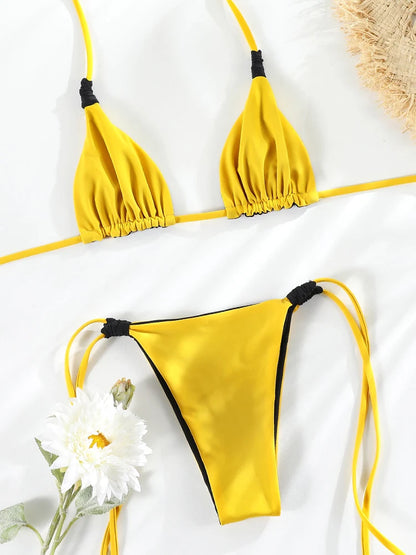 Bikini 2024 Women Bandage Bikini Set String Swimsuit Women Summer Bathing Suit Sexy Biquini Micro Thongs Beach Wear