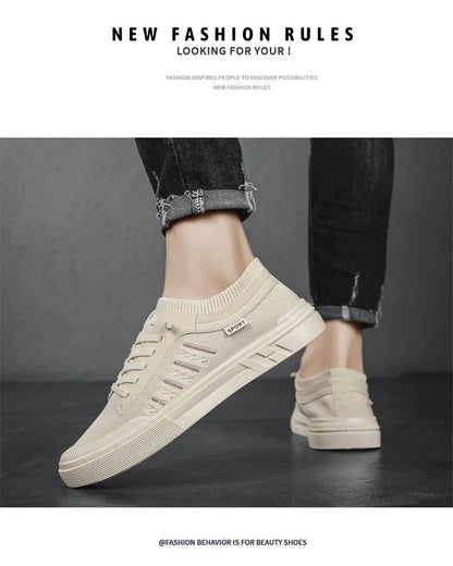 Summer Casual Sneakers for Men Breathable Loafers Lightweight Round Head Solid Colour Non-slip Flats Zapatillas Para Hombres