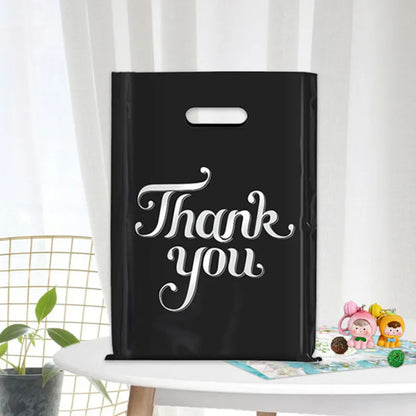 Thank You Flower Gift Bags For Small Business Plastic Shopping Bag Wedding Birthday Present Package Storage With Handle 10PCS