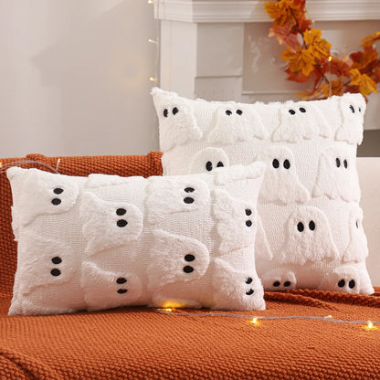 1 PC Halloween Decoration Throw Pillow Cover Pumpkin Ghost Quilting Plush Autumn Thanksgiving Harvest Home Living Room