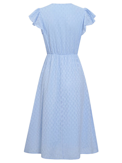 2025 New Summer Dress Women Casual Solid V-neck High Waist Fresh Wind Midi Dresses For Women Elegant Boho White Dress Vestidos