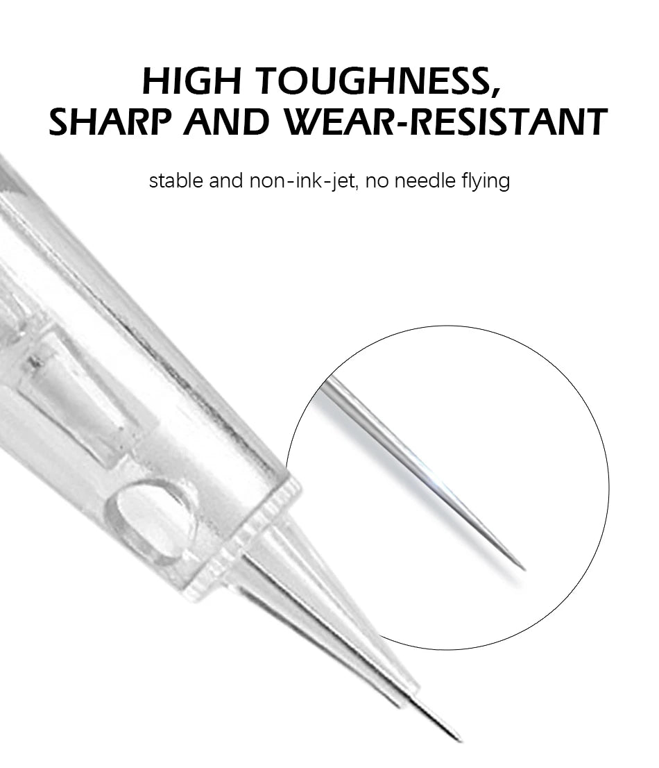Borala 20Pcs Tattoo Needle Microblading Piercing Needles Pen Permanent Eyebrow Lip Makeup Cosmetics Tattoo Machine Accessories