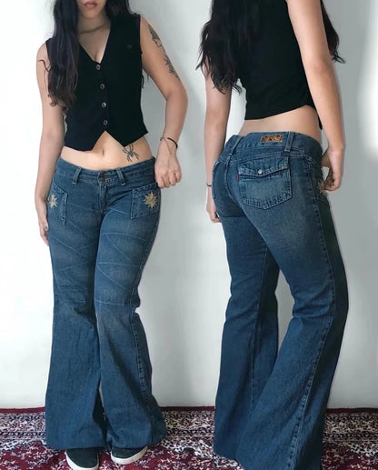Streetwear Fashion New Letters Embroidered Washed Baggy Jeans Women Y2K Harajuku Gothic Hiphop Popular High Waist Wide Leg Pants