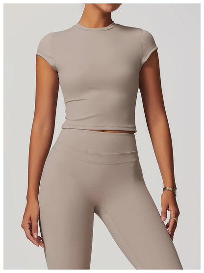 SWELTERING Women Short Sleeve Yoga Top Sport T Shirts Fitness Workout Clothes Yoga Shirt Gym Top Running Active Wear Sport Top