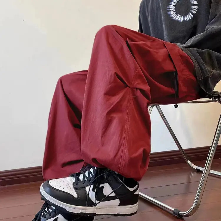 Streetwear 2023 Spring Harem Casual Pants Men Elastic Waist Solid Color Cargo Pants Multi Pocket Loose Baggy Pants For Women