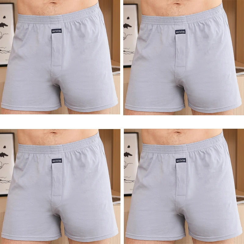 4pcs Male Arrow Pants Men Cotton Boxers Shorts Loose Mid-Waisted Men's Plus Size Underwear Homewear Comfortable Panties