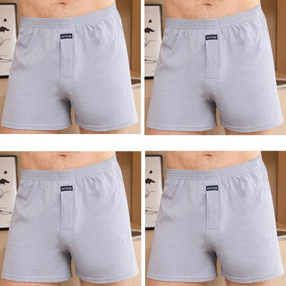 4pcs Male Arrow Pants Men Cotton Boxers Shorts Loose Mid-Waisted Men's Plus Size Underwear Homewear Comfortable Panties