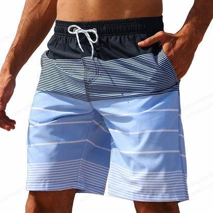 Striped Beach Shorts Men Fashion Swimwear Board Shorts Trunk Gym Fitness Pants Men's Briefs Swimsuit Kids Beachwear Short Boy