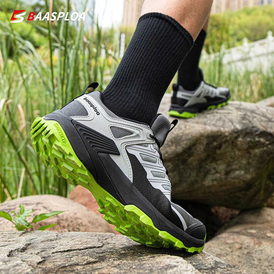 Baasploa Men Hiking Shoes Waterproof Outdoor Sneakers for Men Casual Sneakers Anti-Skid Wear-Resistant Male Shoes New Fashion