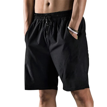 2024 Summer Men's Shorts Elastic Drawstring Shorts Joggers Loose Fitness Breathable Sports 5 Piece Solid Color Casual Pants