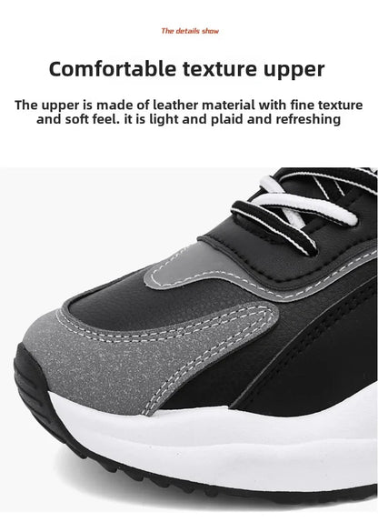 Summer Men's Shoes New Breathable Leather Face Casual Sports Shoes Korean Trendy Versatile Thick Bottom Shoes Casual Old Dad Sho