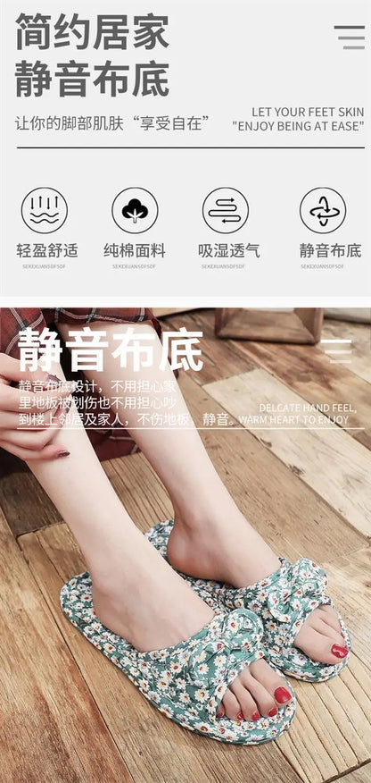 2024 Cotton Shoes Women Household Slippers Indoor Floor Flip Flops Summer Simple Mute Slides Home Sandals Zapatos De Mujer