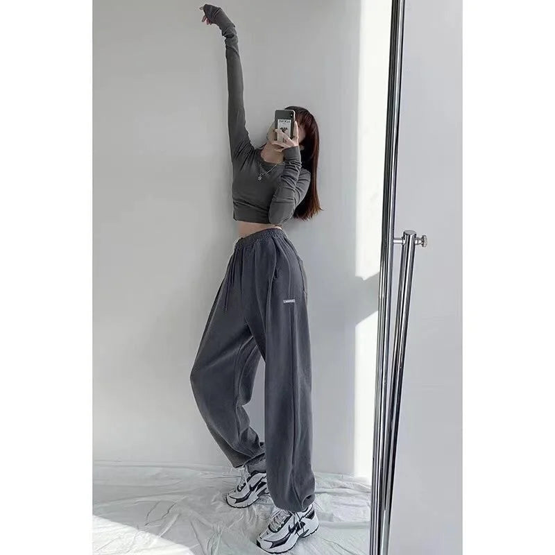 Spring Season Thin High Waist American Letter Loose Sports Pants Women Casual Bottoming Trousers Underwear Women Clothes