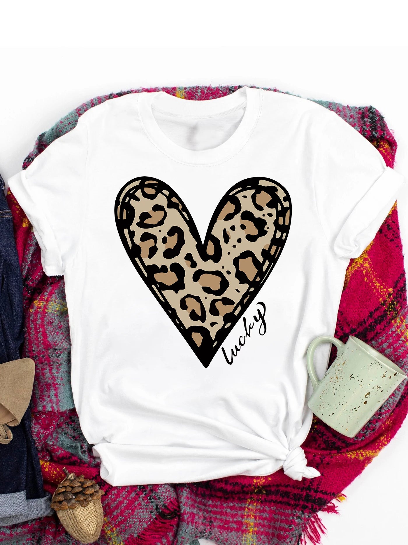 Spring and Summer Christmas Printed T-shirt, Casual Short Sleeve Round Neck T-shirt, Fashion Women's Clothing