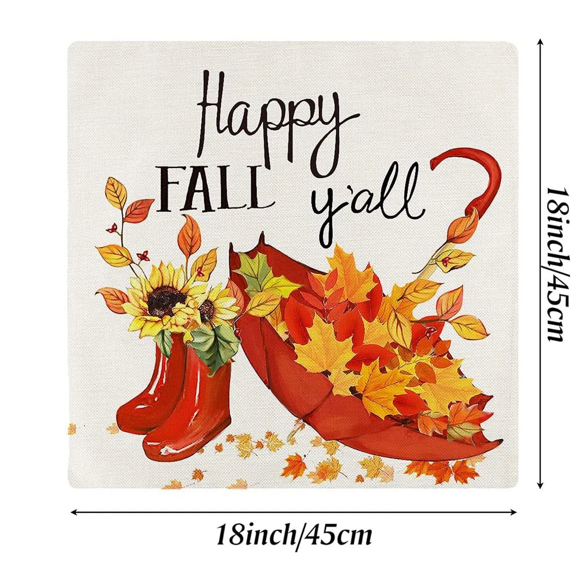 18x18 Inches Autumn Pumpkin Cushion Cover Pillow Cover Thanksgiving Decor Pillowcase Maple Leaves Printed Cushion Case for Couch