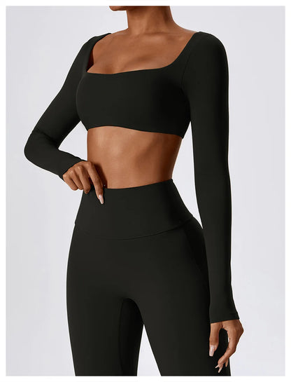 Women Sport Seamless Tops Long Sleeve Breathable Workout Slim T Shirts Athletic Running Gym Push-up Running Fitness Yoga Tops