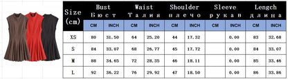 2025 Women Fashion Ruched Short Dress Sleeveless Stand Collar Fold Back Zip Mini Dress Chic Female Evening Party Dresses
