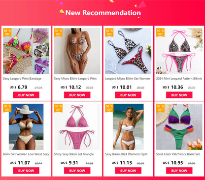 2025 New Sexy Women Bikini Set Beach Holiday Swimsuit Brazilian Thong Bikini Set Sexy Two Pieces Bathing Suit Women Beach Wear