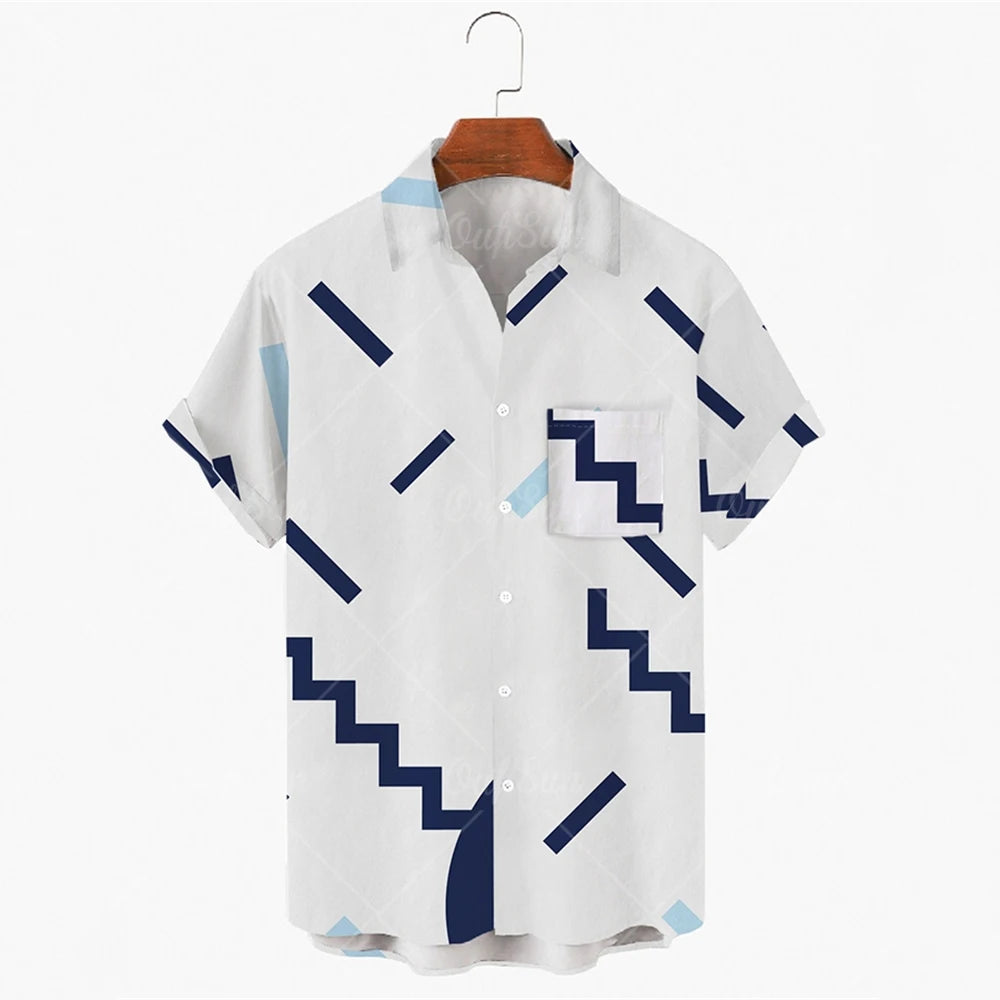 Summer 2024 Men's Short Sleeve Shirts Elegant Design Hawaiian Clothing Classic Fashion Tops