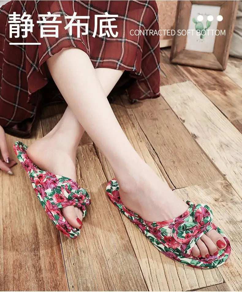 2024 Cotton Shoes Women Household Slippers Indoor Floor Flip Flops Summer Simple Mute Slides Home Sandals Zapatos De Mujer