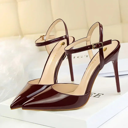 Summer Women Red Blue Sexy Nightclub Stripper Dance Sandals Lady Fetish 10.5cm High Heels Holiday Concise 2024 Versatile Sandles