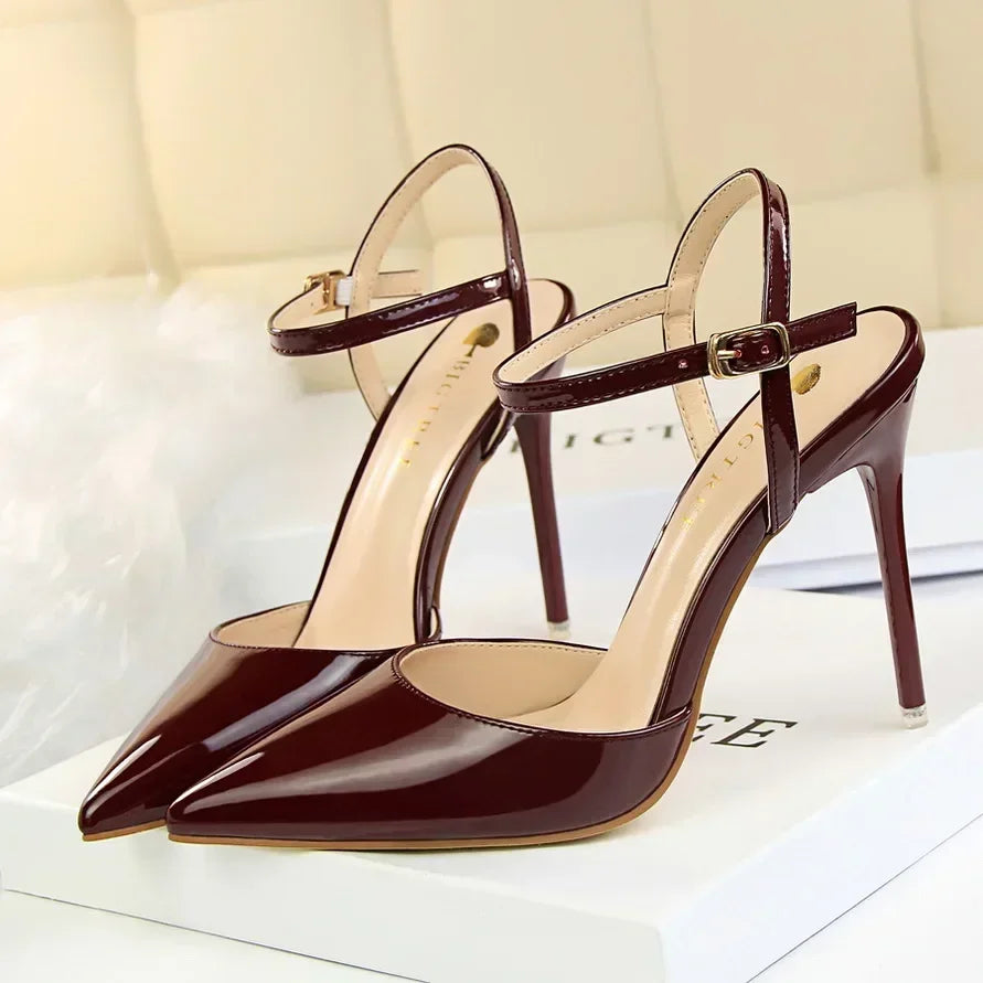 Summer Women Red Blue Sexy Nightclub Stripper Dance Sandals Lady Fetish 10.5cm High Heels Holiday Concise 2024 Versatile Sandles