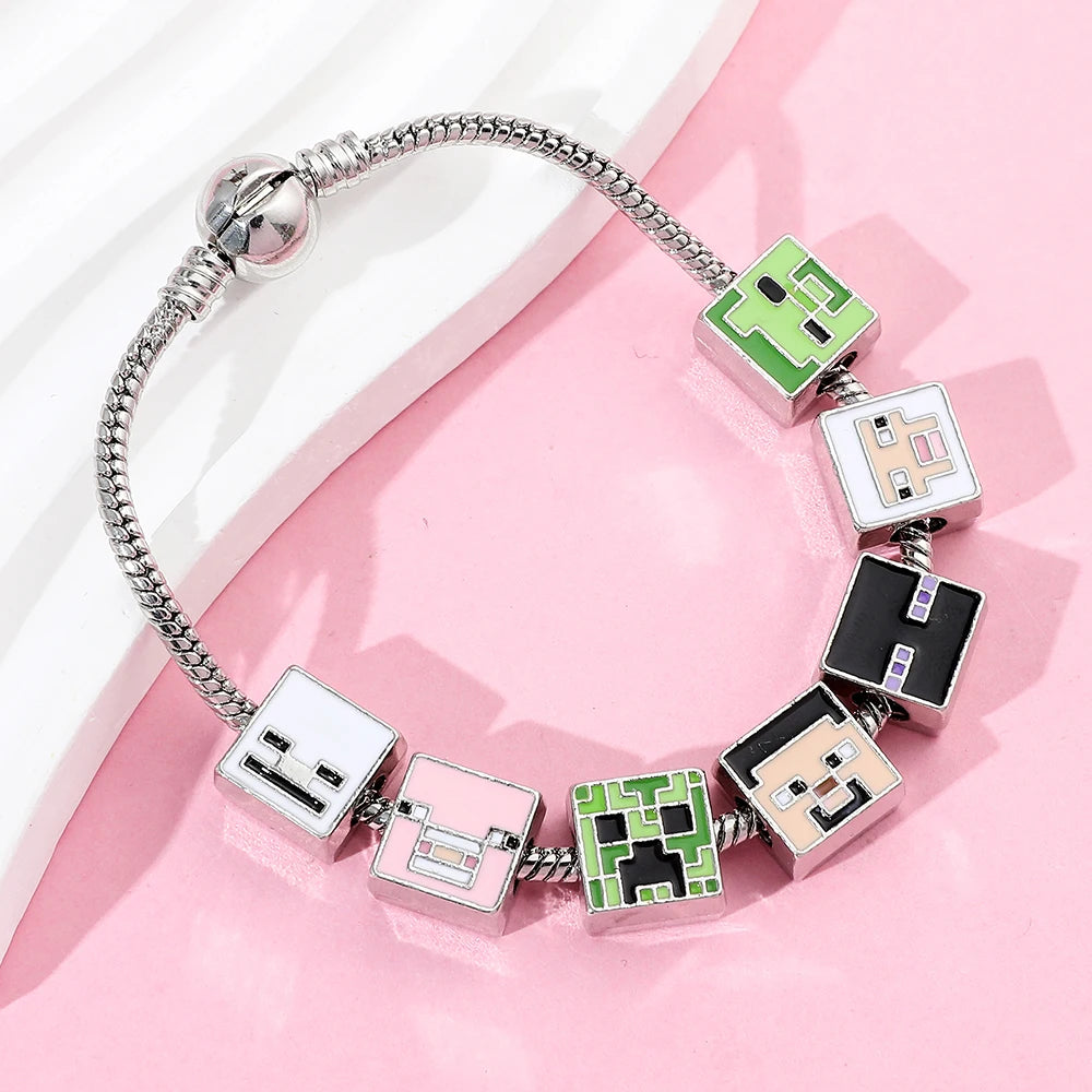 A set of cute square-shaped zinc alloy bracelets, suitable for giving to your girlfriend, friends or on a festival or birthday