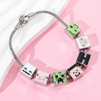 A set of cute square-shaped zinc alloy bracelets, suitable for giving to your girlfriend, friends or on a festival or birthday