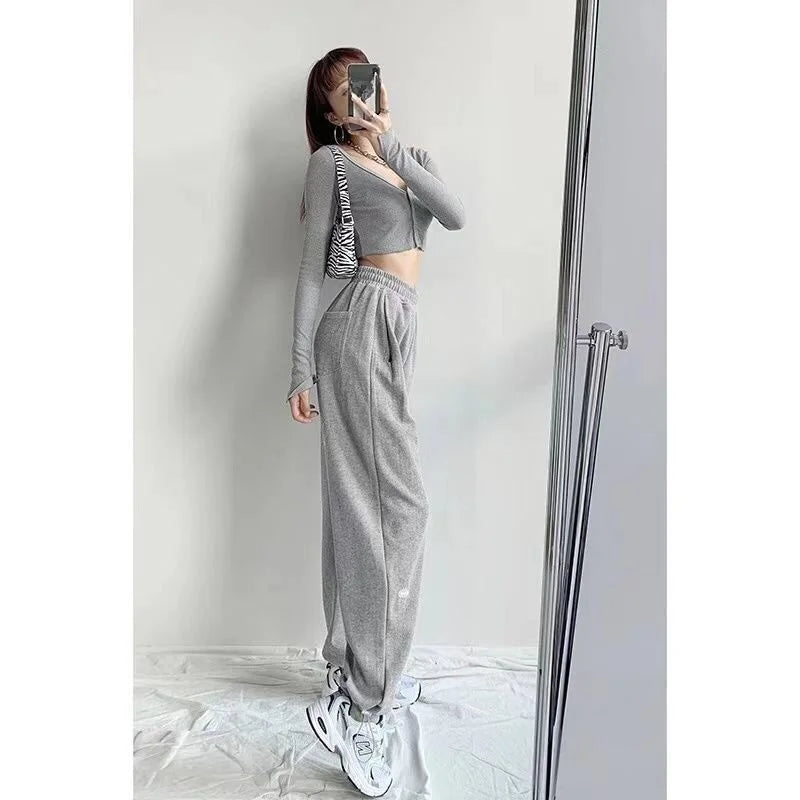Spring Season Thin High Waist American Letter Loose Sports Pants Women Casual Bottoming Trousers Underwear Women Clothes