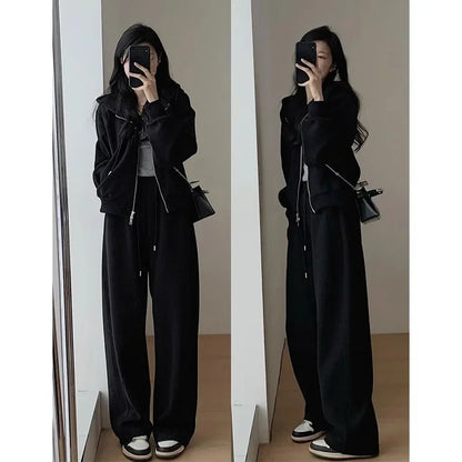 Autumn/Winter 2024 New Tea Matching Women's Clothing Set Plus Size Elegant Casual Salt System Sweatshirt Two-Piece Suit