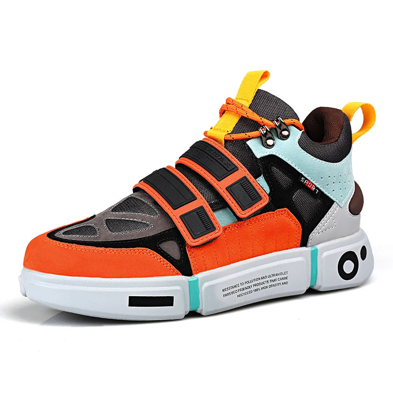 Wudao student couple sports board shoes Women's new non-slip thick soled sports shoes men ventilated Velcro casual shoes