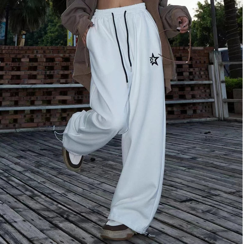 American Star Print Women Oversized Pants High Waist Loose Casual Sports Pants for Women Spring Summer Thin Woman Trouser Y2K