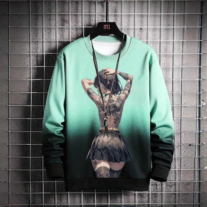 3D Print Anime Characters Long Sleeve T-Shirts For Men Autumn Fashion Men's O-Neck Sportwear Oversized  Pullover Men clothing