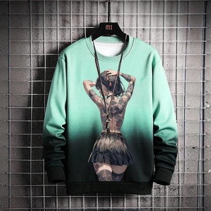 3D Print Anime Characters Long Sleeve T-Shirts For Men Autumn Fashion Men's O-Neck Sportwear Oversized  Pullover Men clothing