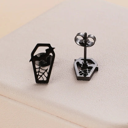 Stainless Steel Halloween Ghost Cat Stud Earrings For Women Girls Gold Color Waterproof Fashion Ear Party Jewelry Gift Wholesale