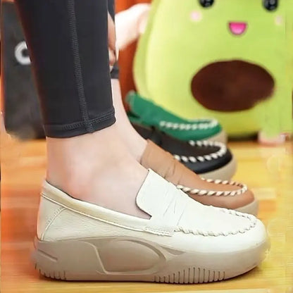 spring autumn New Soft-soled Women's Shoes Platform Casual Slip-on Loafers for Women Comfortable Work Shoes Sewn Leather Shoes