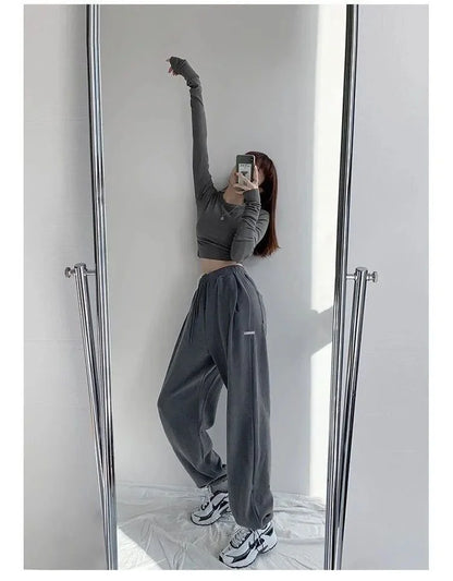 Spring Season Thin High Waist American Letter Loose Sports Pants Women Casual Bottoming Trousers Underwear Women Clothes