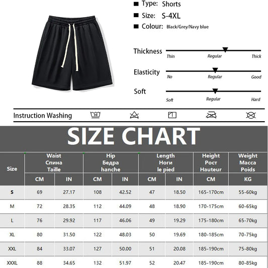Summer Casual Shorts Drawstring Men Boardshorts Breathable Beach Shorts Comfortable Fitness Basketball Sports Short Pants Male