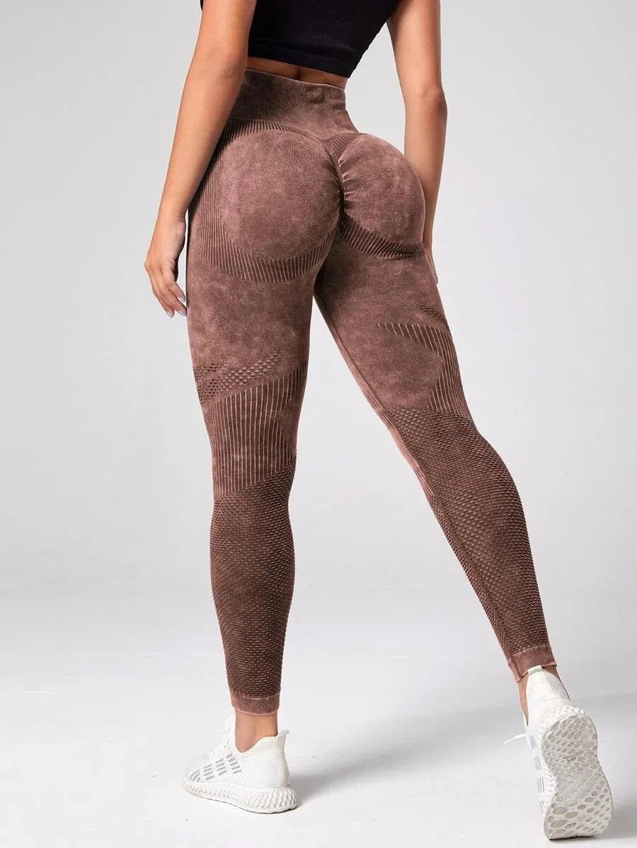 WOYYHO Athletic Pants Women Seamless Yoga Pants Mesh Sports Leggings High Waist Gym Tights Workout Squat Proof Pants