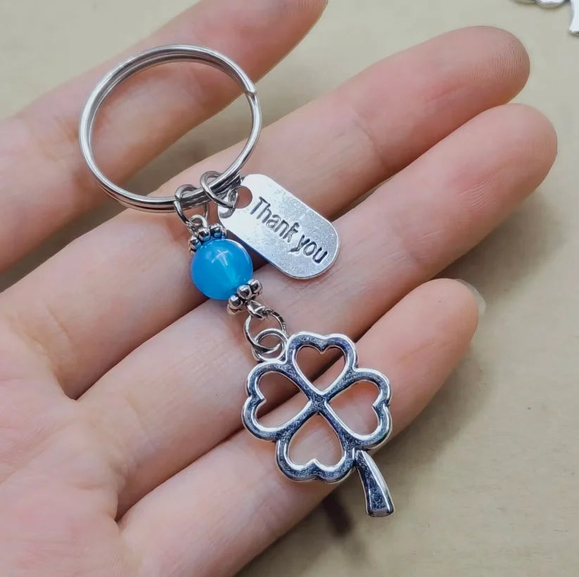 1/10 Sets Clover thank you Teacher's Day Gift creative Keychain Lovers Key Ring Jewelry