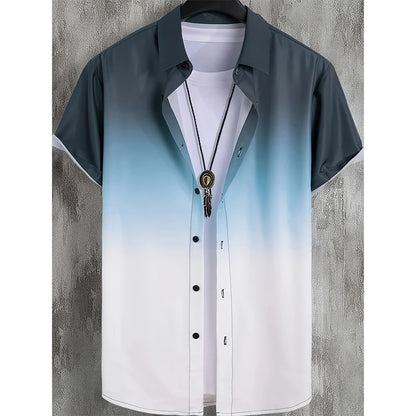 Summer Coconut Tree 3D Print Gradient Hawaiian Beach Shirts Men Women Casual Fashion Streetwear Lapel Short Sleeve Shirt Blouse