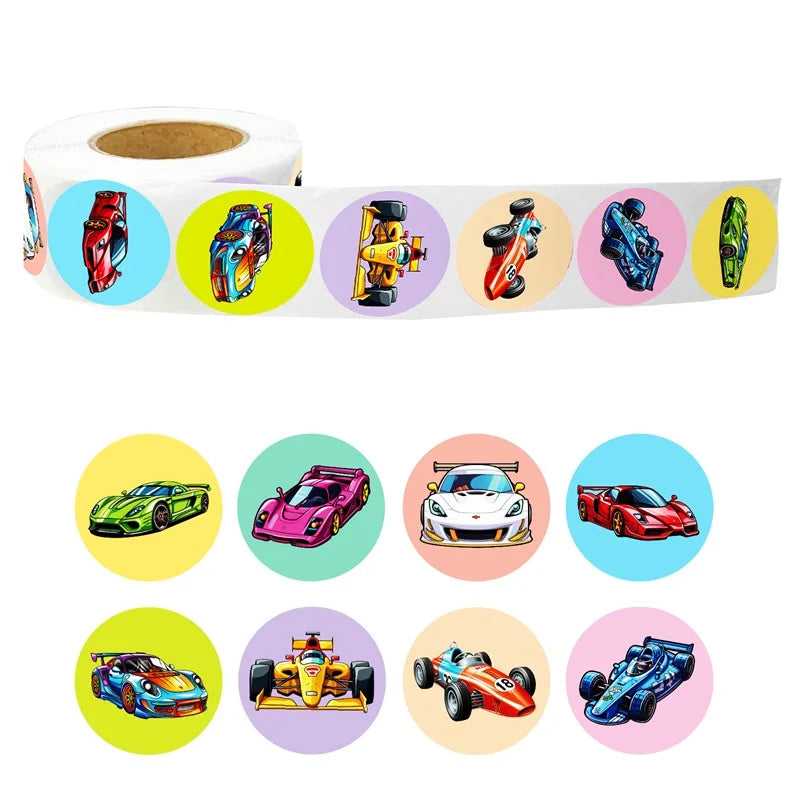 500PCS Cartoon Speed Car Sticky Paper Sticker Labels Thank You Sticker Sealing Stationery Supplies DIY Decoration Scrapbooking