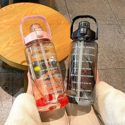 2 Liter Sports Water Bottle With Straw Men Women Fitness Water Bottles Outdoor Cold Water Bottlesc With Time Marker Drinkware1