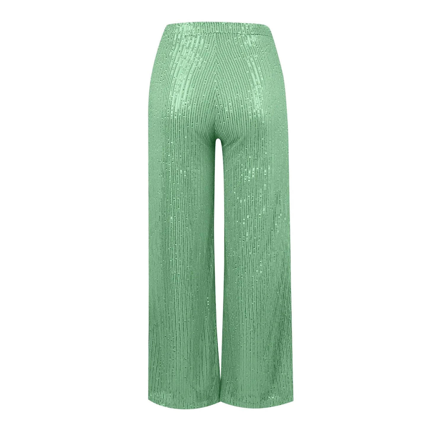 Women's Fashion Solid Color High Waist Sequin Side Zipper Draped Wide Leg Pants Pants for Women Women’s Pants Women’s Pants 2024