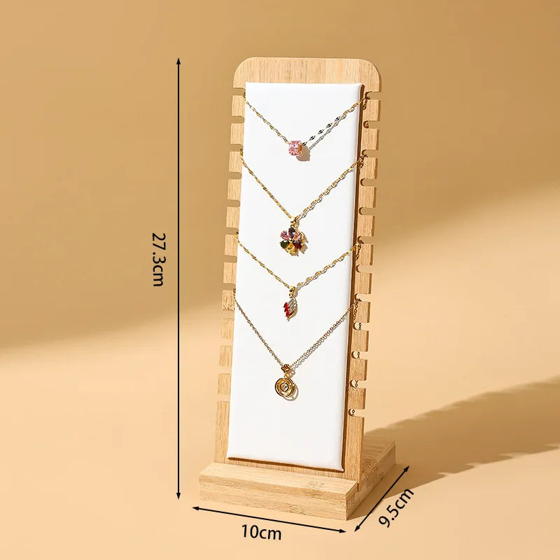 Bamboo Jewelry Display Stand Necklace Display Stand Wooden Multiple Necklace Easel Showcase Display Holder for Necklaces