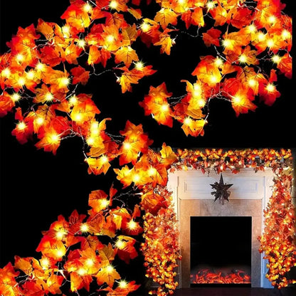 1PC 10/20/30/40 LED Double Maple Leaf Light String Battery Powered For Home Holiday Arrangement Scene Thanksgiving Fall Decor