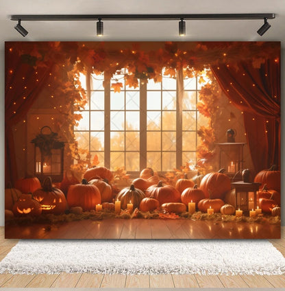 Autumn Backdrop Maple Pumpkin Maple Leaves Forest Haystack Harvest Thanksgiving Baby Portrait Photography Background Photobooth