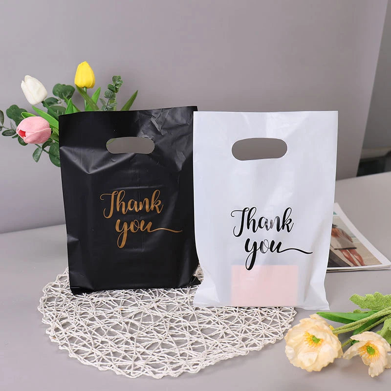 100/200/500pcs Thank You Gift Bags Plastic Candy Cookie Packaging Bag for Wedding Birthday Party Favors Small Business Supplies