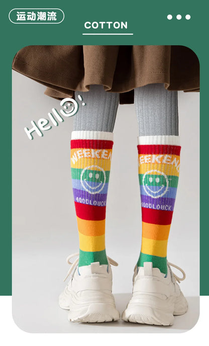4 Pairs Children's Long Socks Boys Geometric Tennis Socks Soccer Socks Autumn Winter Teenager Basketball Socks Knee Sock